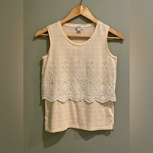 J Crew Embroidered‎ Lace Overlay Tank Top Women's Size XXS
